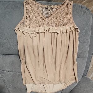 Umgee Cream Ruffled Blouse Tank Top
